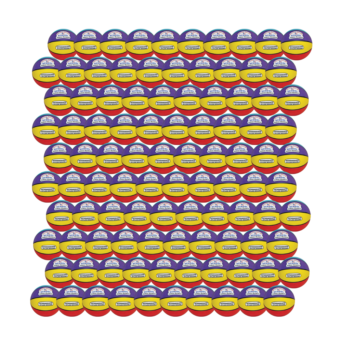 8-Color Rubber Basketball, 28.5" Intermediate Size 6 (Set of 100)