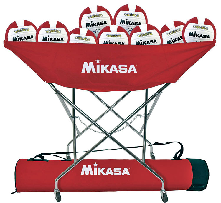 Mikasa Red Team Pack w/ cart and 10 VQ2000 Volleyballs