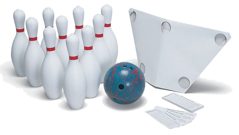 Plastic Bowling Set w/ 5 lb. 3 Finger Rubber Ball