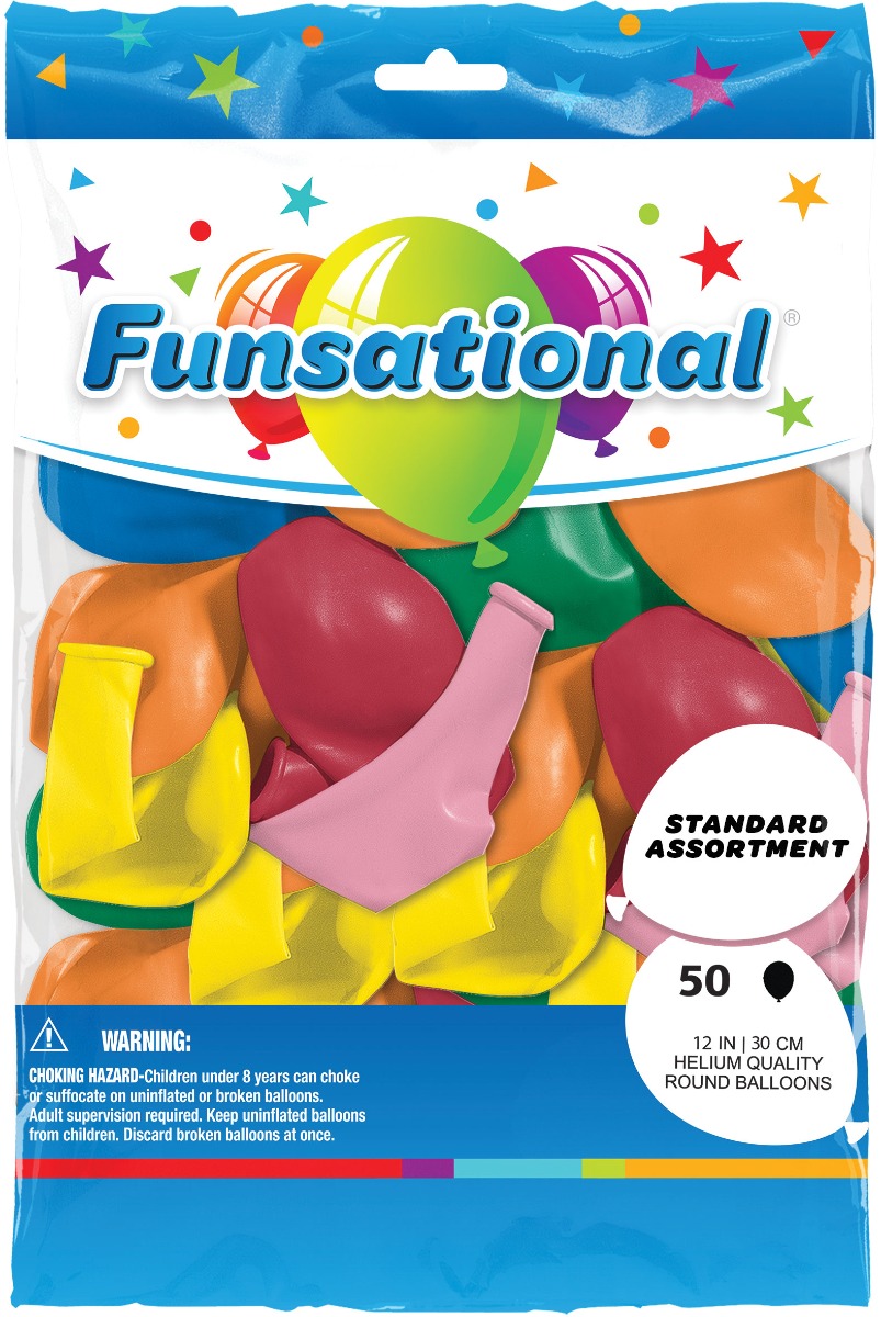 12" Round Balloons, pack of 50