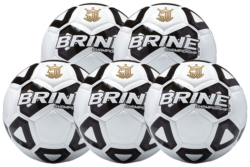 Brine Championship II Black Official Size 5 Soccer Ball Pack of 5