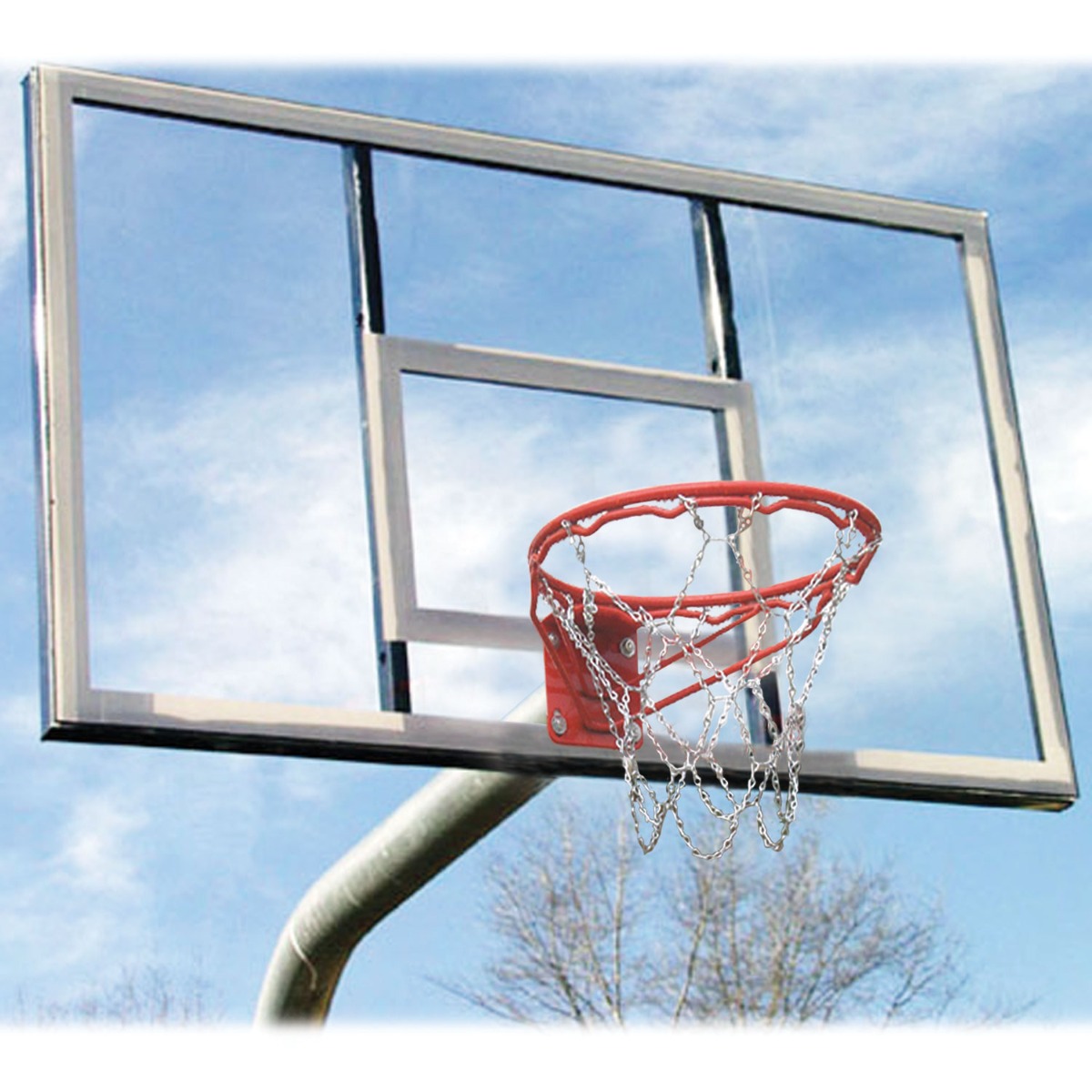 Heavy Duty 4 1/2" Bent Galvanized Post Basketball Backstop