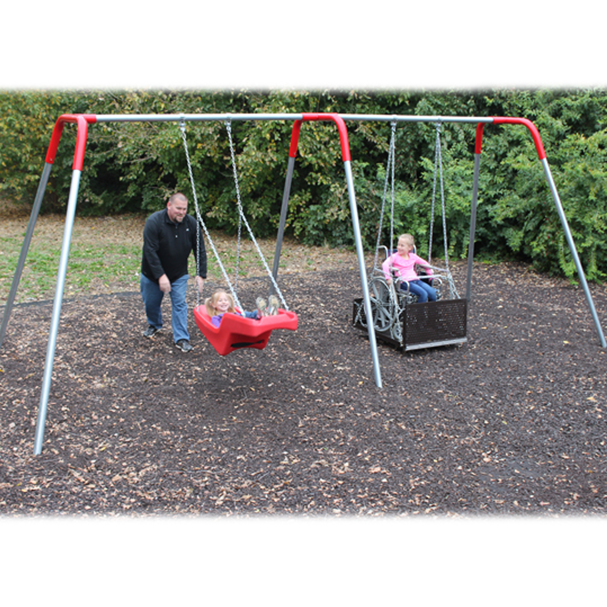 2-bay ADA Swing w/ Molded Seat & Wheelchair Platform