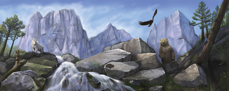 40' Mountain Scene Mural for Climbing Wall