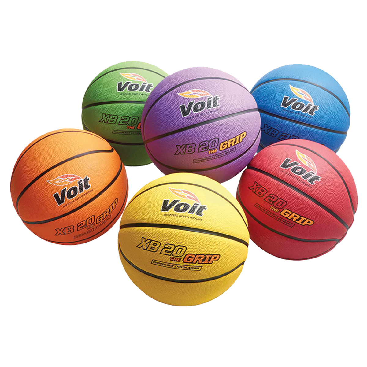 Voit 'The Grip' Rubber 27.5" Junior Basketball 6-Color Set of 6